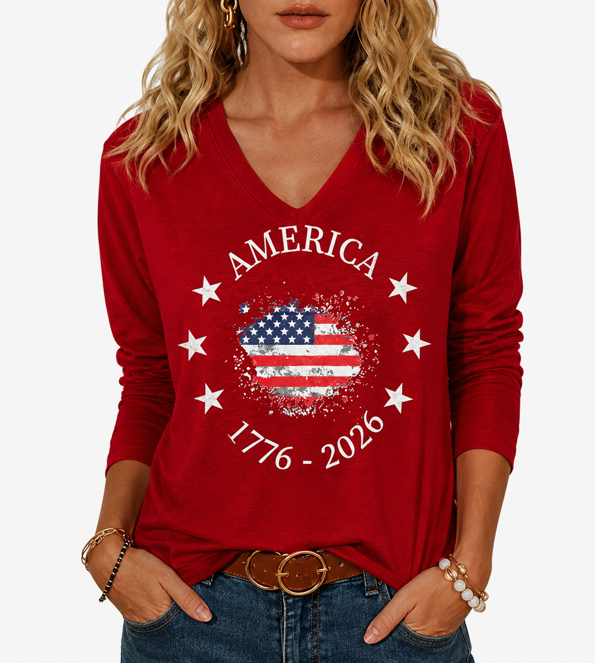 America 1776-2026 Patriotic Vintage Long Sleeve Shirt