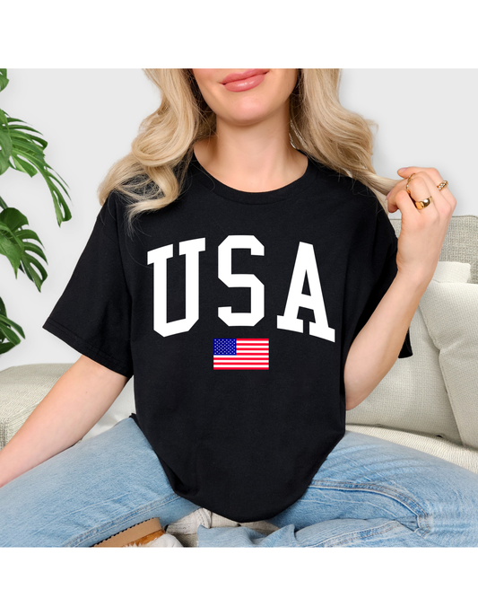 USA Vintage Graphic T-Shirt for Women – Oversized American Flag Tee – Casual Patriotic Streetwear Shirt – Soft Washed USA Graphic Top
