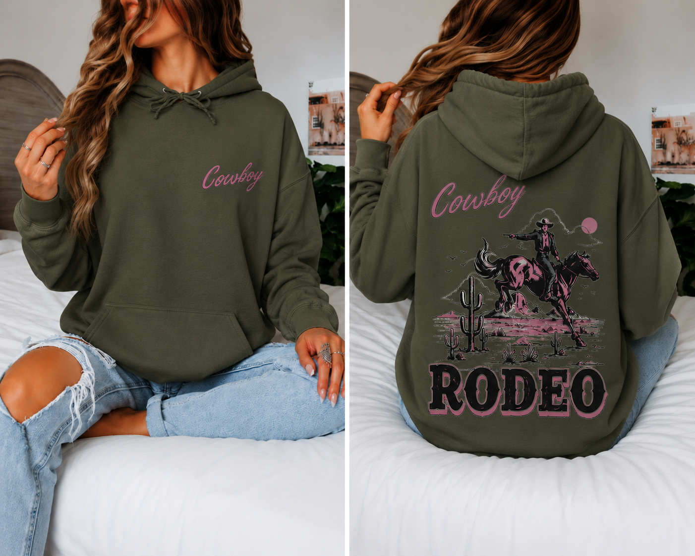 Cowboy Rodeo Oversized Hoodie Women’s Western Graphic Sweatshirt Country Style Pullover