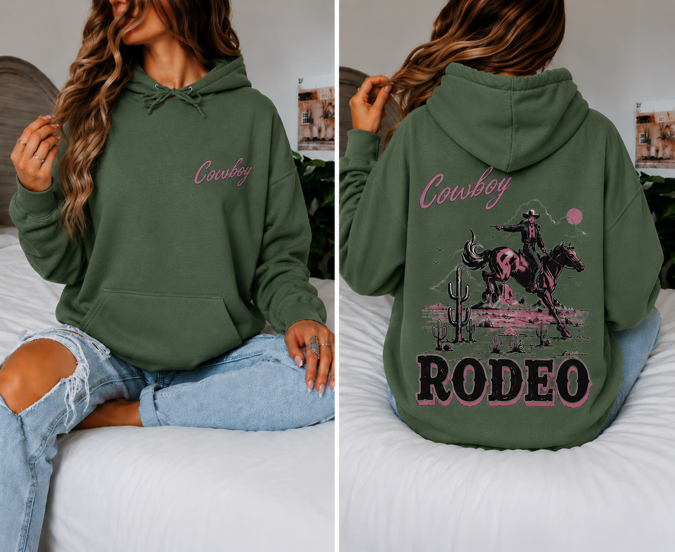 Cowboy Rodeo Oversized Hoodie Women’s Western Graphic Sweatshirt Country Style Pullover