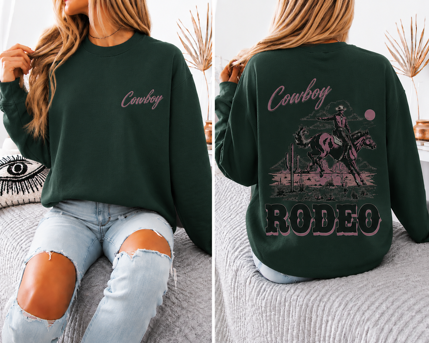 Cowboy Rodeo Oversized Sweatshirt Women’s Western Graphic Crewneck Vintage Country Pullover