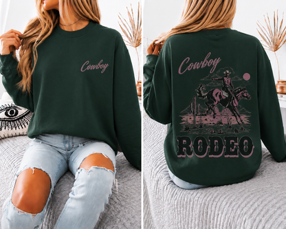 Cowboy Rodeo Oversized Sweatshirt Women’s Western Graphic Crewneck Vintage Country Pullover