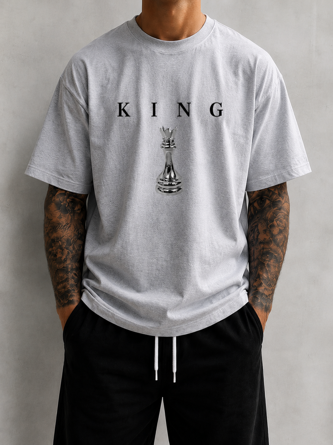 KING Oversized T-Shirt Men’s Minimal Chess Graphic Tee Luxury Streetwear King Shirt