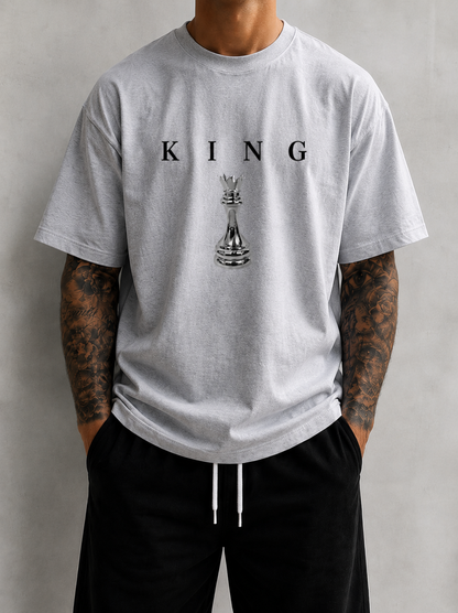 KING Oversized T-Shirt Men’s Minimal Chess Graphic Tee Luxury Streetwear King Shirt
