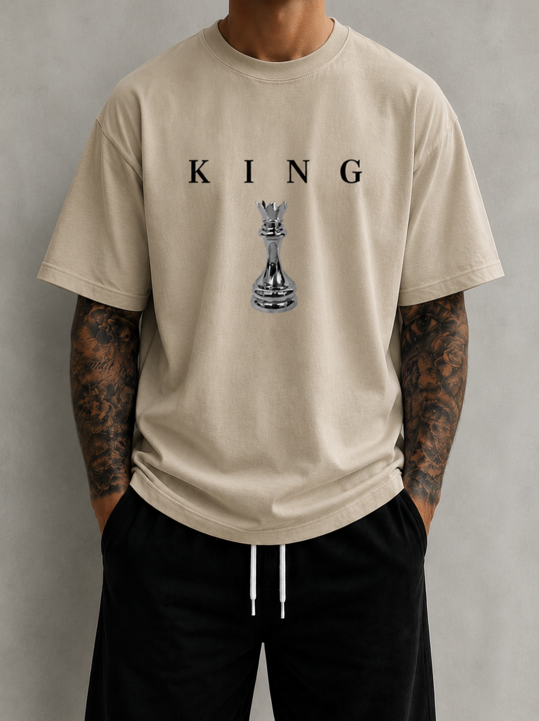 KING Oversized T-Shirt Men’s Minimal Chess Graphic Tee Luxury Streetwear King Shirt