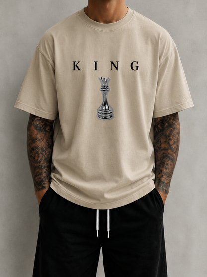 KING Oversized T-Shirt Men’s Minimal Chess Graphic Tee Luxury Streetwear King Shirt