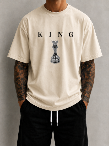 KING Oversized T-Shirt Men’s Minimal Chess Graphic Tee Luxury Streetwear King Shirt