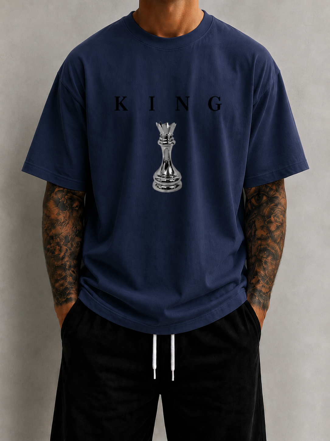 KING Oversized T-Shirt Men’s Minimal Chess Graphic Tee Luxury Streetwear King Shirt