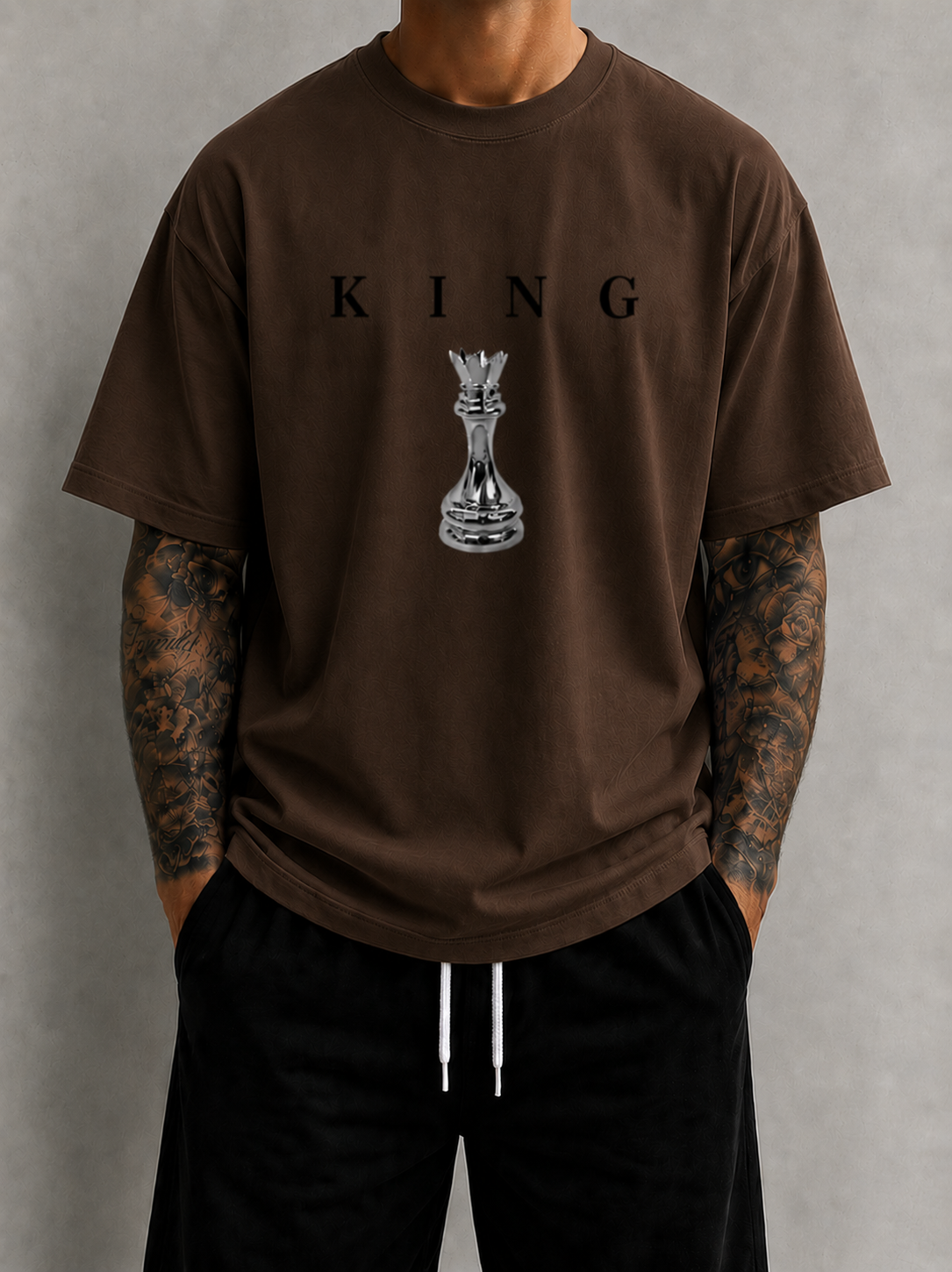 KING Oversized T-Shirt Men’s Minimal Chess Graphic Tee Luxury Streetwear King Shirt