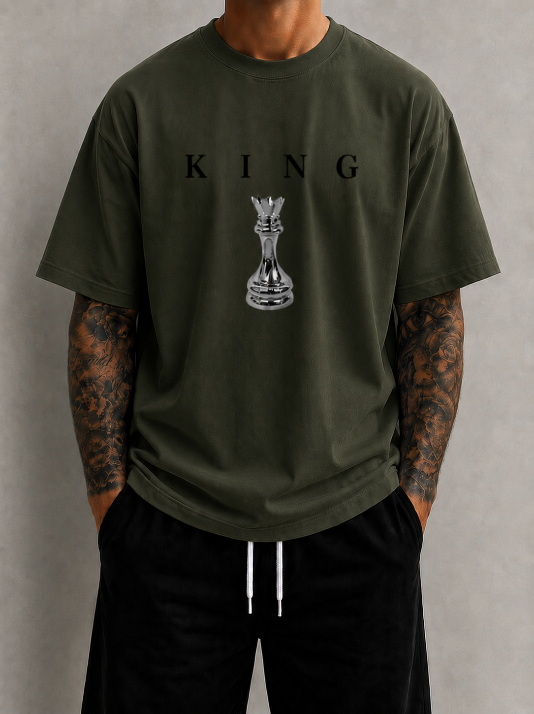 KING Oversized T-Shirt Men’s Minimal Chess Graphic Tee Luxury Streetwear King Shirt