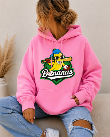 Bananas Oversized Hoodie Women’s Funny Baseball Graphic Sweatshirt Casual Streetwear Pullover