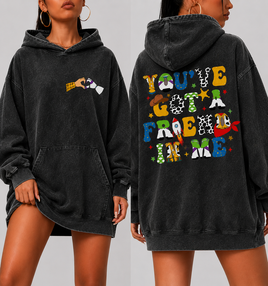 White Oversized Friendship Hoodie – “You’ve Got A Friend In Me” Graphic Hoodie