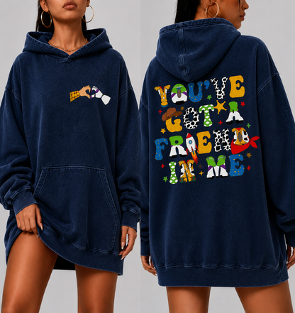 White Oversized Friendship Hoodie – “You’ve Got A Friend In Me” Graphic Hoodie