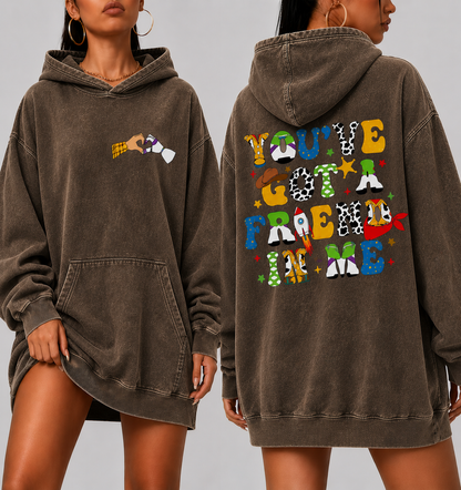 White Oversized Friendship Hoodie – “You’ve Got A Friend In Me” Graphic Hoodie