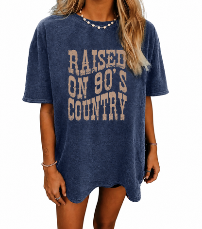 Raised On 90’s Country Vintage Oversized Graphic Tee