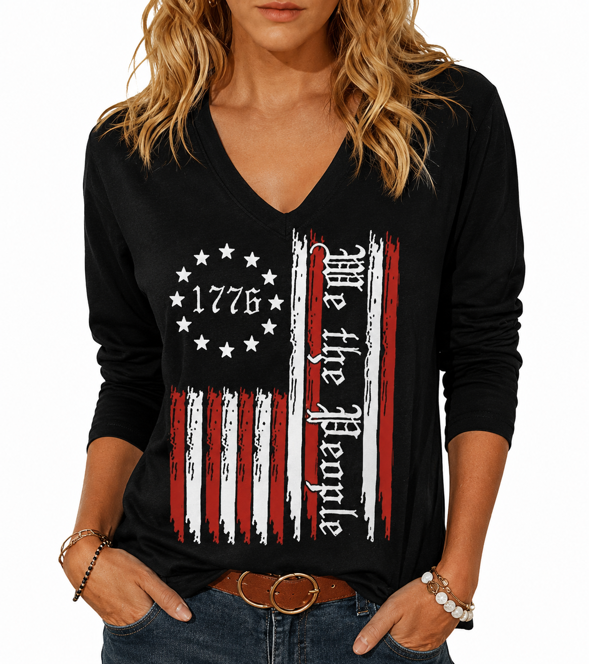 We The People 1776 Patriotic Vintage Long Sleeve Shirt