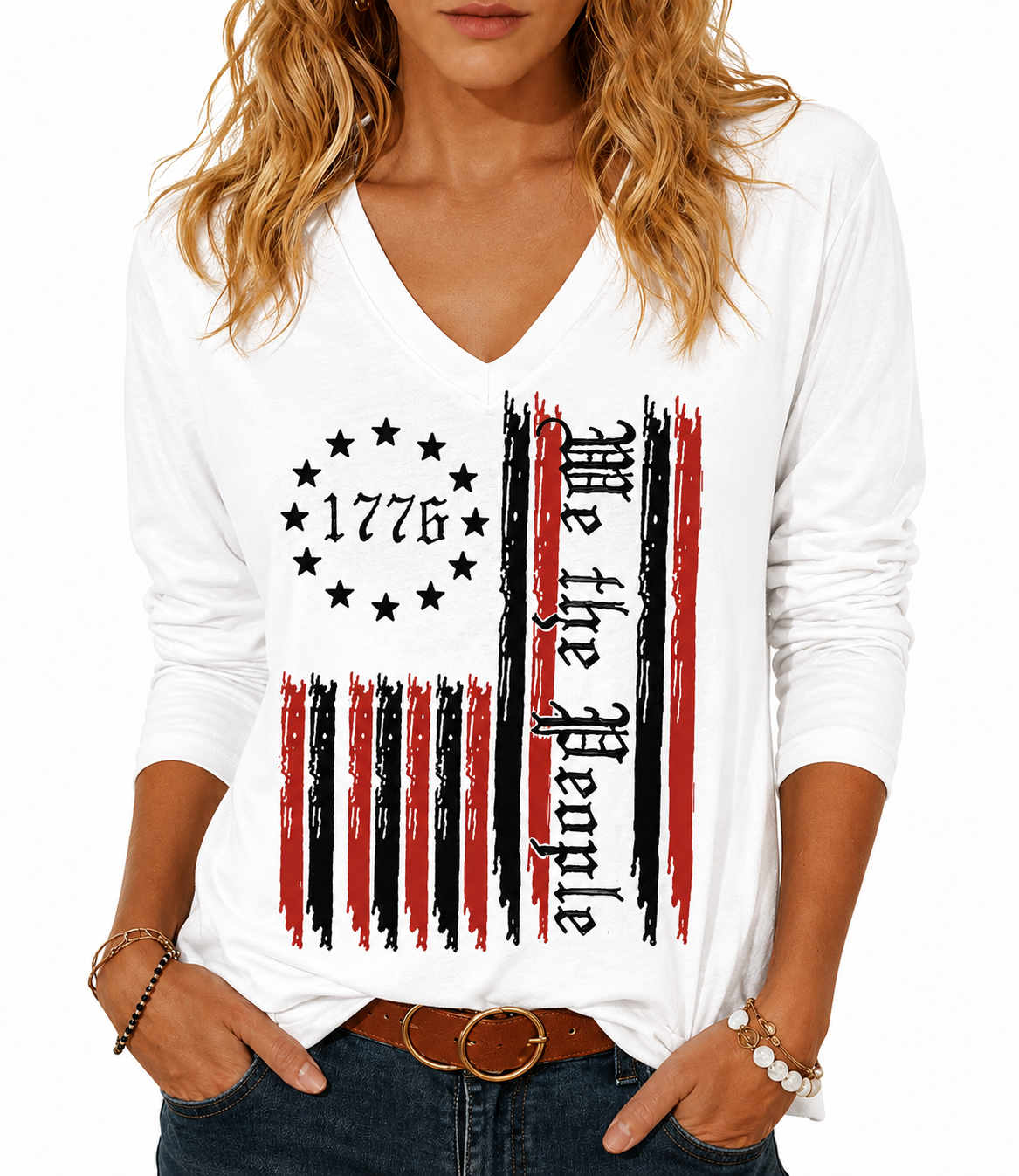 We The People 1776 Patriotic Vintage Long Sleeve Shirt
