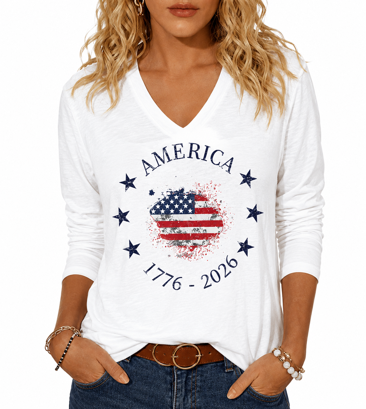 America 1776-2026 Patriotic Vintage Long Sleeve Shirt