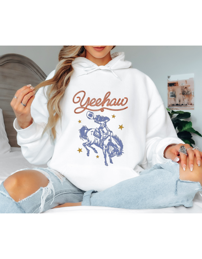 White Western Cowboy Oversized Hoodie – Yeehaw Graphic Hoodie