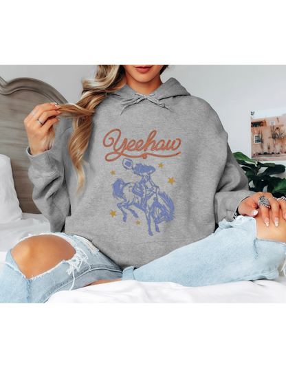 White Western Cowboy Oversized Hoodie – Yeehaw Graphic Hoodie
