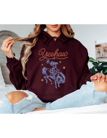 White Western Cowboy Oversized Hoodie – Yeehaw Graphic Hoodie