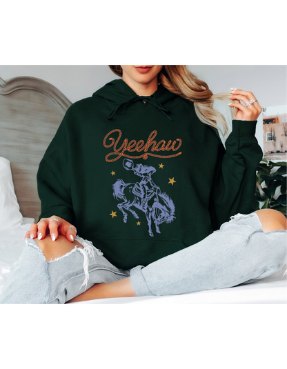 White Western Cowboy Oversized Hoodie – Yeehaw Graphic Hoodie