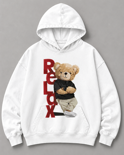Vintage Black Oversized Teddy Bear Hoodie – Relax Graphic Streetwear Hoodie