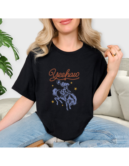 Western Yeehaw Graphic T-Shirt, Retro Cowboy Tee, Vintage Rodeo Shirt, Country Concert Outfit, Cowgirl Aesthetic Graphic Tee for Women