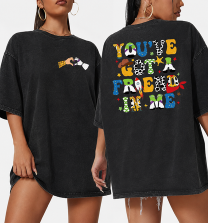 Vintage Black Toy Story Inspired Oversized T-Shirt – “You’ve Got A Friend In Me” Graphic Tee