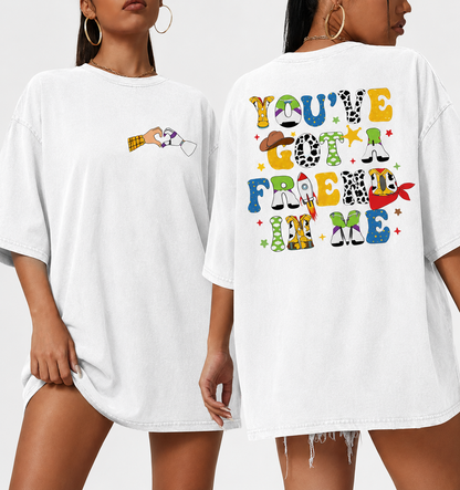 Vintage Black Toy Story Inspired Oversized T-Shirt – “You’ve Got A Friend In Me” Graphic Tee