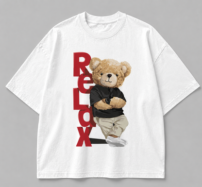 Vintage Black Oversized Teddy Bear Graphic T-Shirt – Relax Streetwear Tee