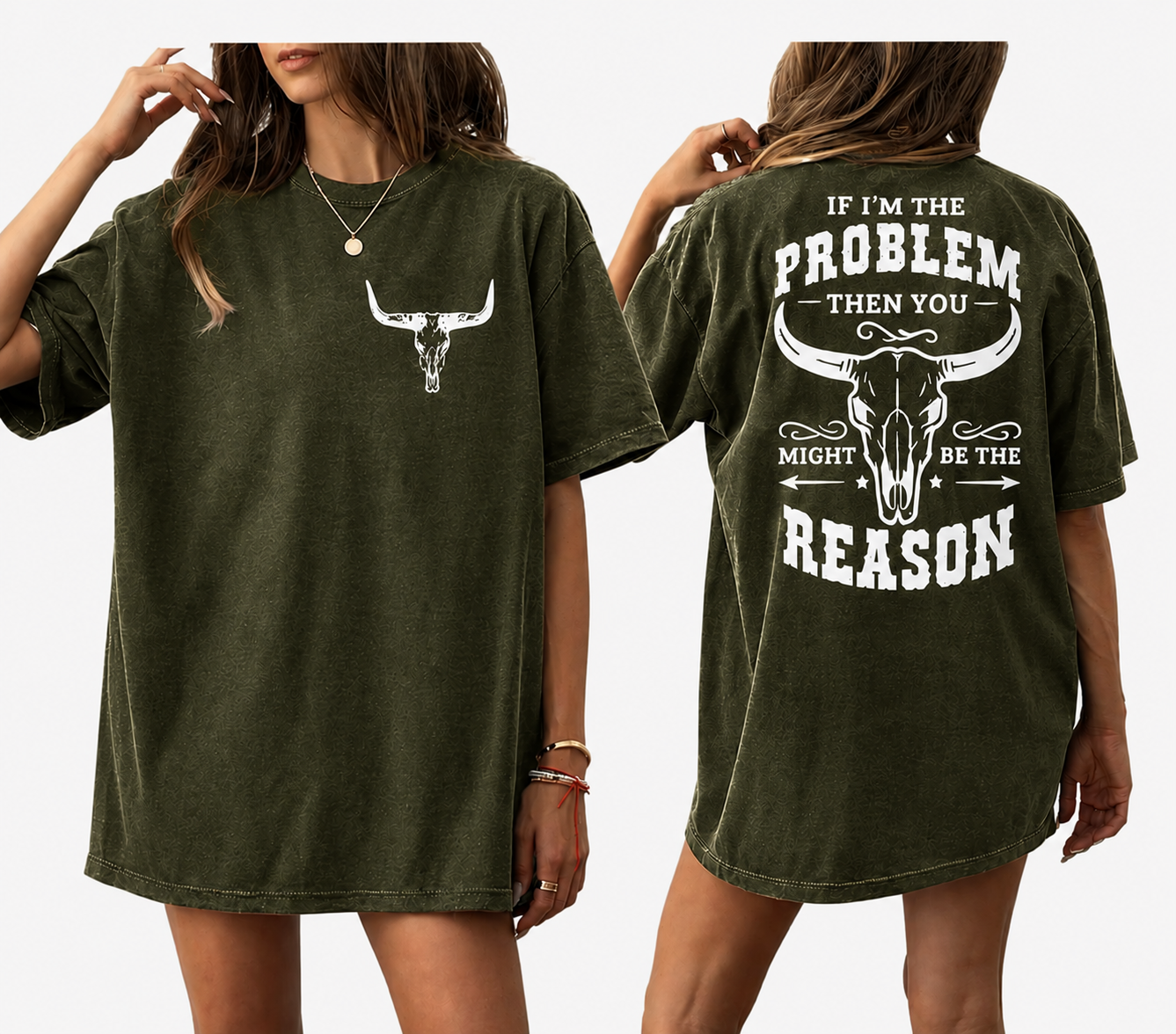 Vintage Black Western Oversized T-Shirt – “If I’m The Problem Then You Might Be The Reason” Graphic Tee