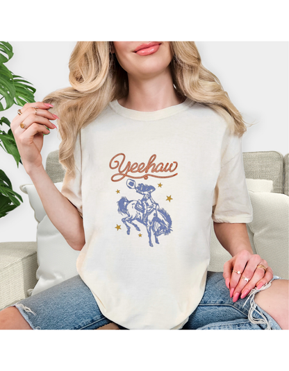 Western Yeehaw Graphic T-Shirt, Retro Cowboy Tee, Vintage Rodeo Shirt, Country Concert Outfit, Cowgirl Aesthetic Graphic Tee for Women