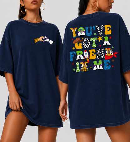 Vintage Black Toy Story Inspired Oversized T-Shirt – “You’ve Got A Friend In Me” Graphic Tee