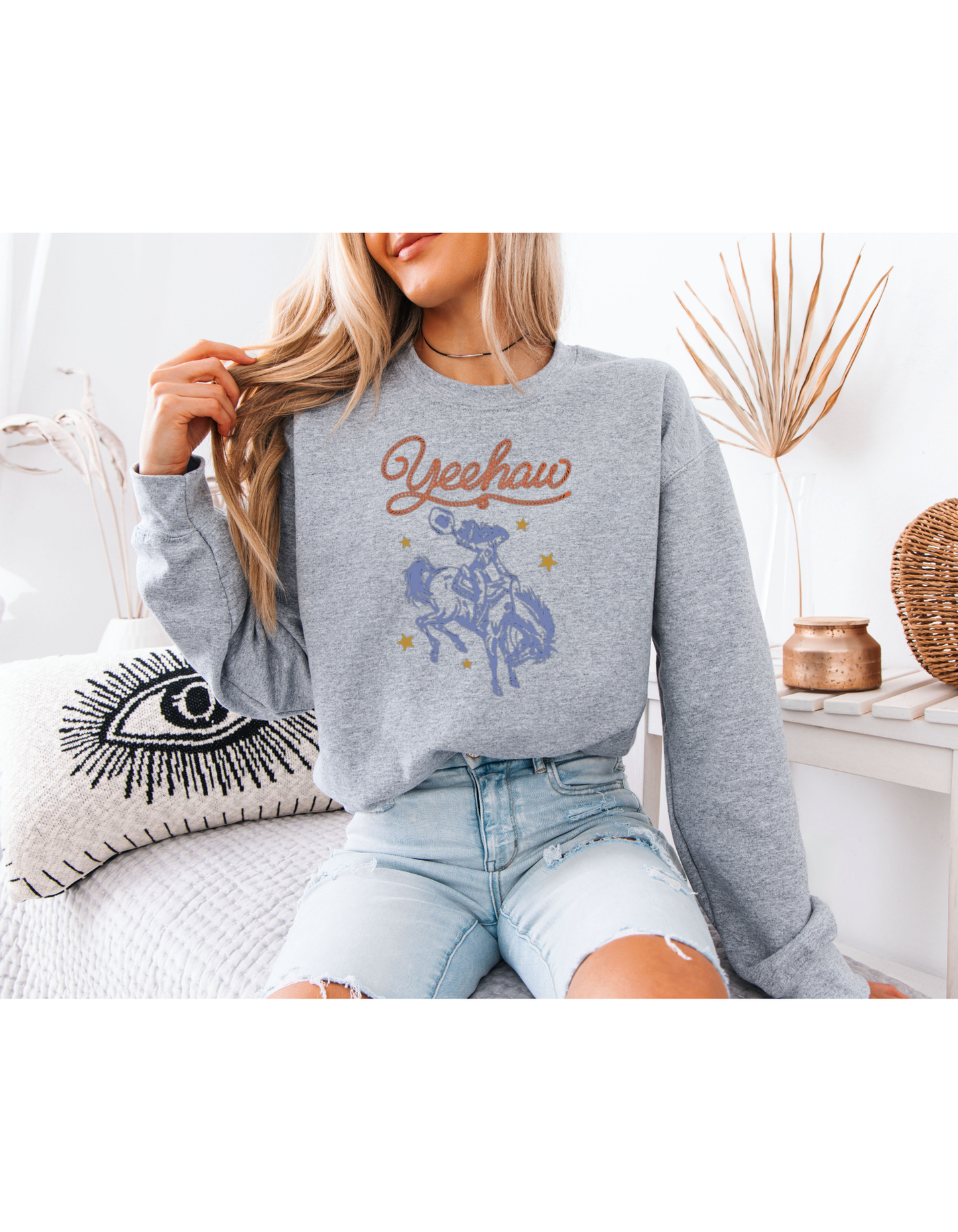 Western Yeehaw Sweatshirt, Retro Cowboy Crewneck, Vintage Cowgirl Graphic Sweatshirt, Country Concert Pullover, Western Rodeo Sweater for Women