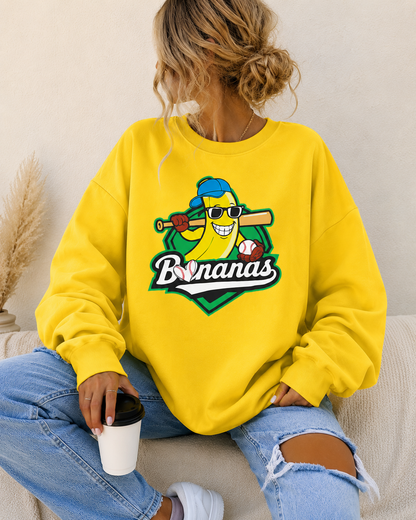 Bananas Oversized Sweatshirt Women’s Funny Baseball Graphic Crewneck Casual Streetwear Pullover