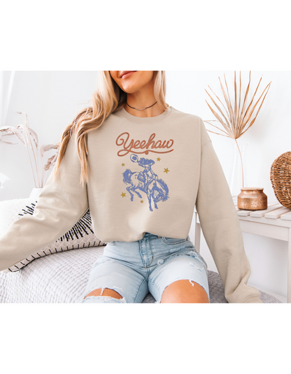 Western Yeehaw Sweatshirt, Retro Cowboy Crewneck, Vintage Cowgirl Graphic Sweatshirt, Country Concert Pullover, Western Rodeo Sweater for Women