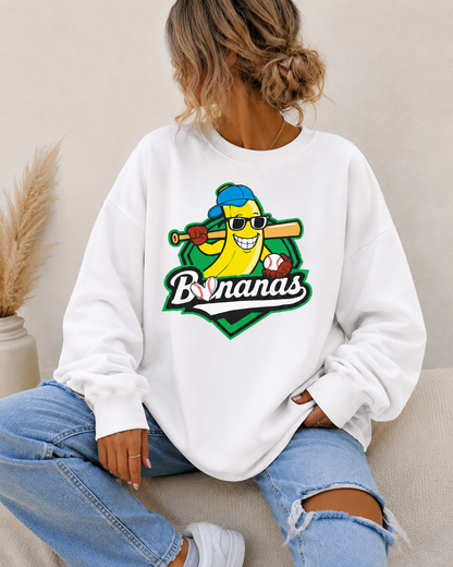 Bananas Oversized Sweatshirt Women’s Funny Baseball Graphic Crewneck Casual Streetwear Pullover