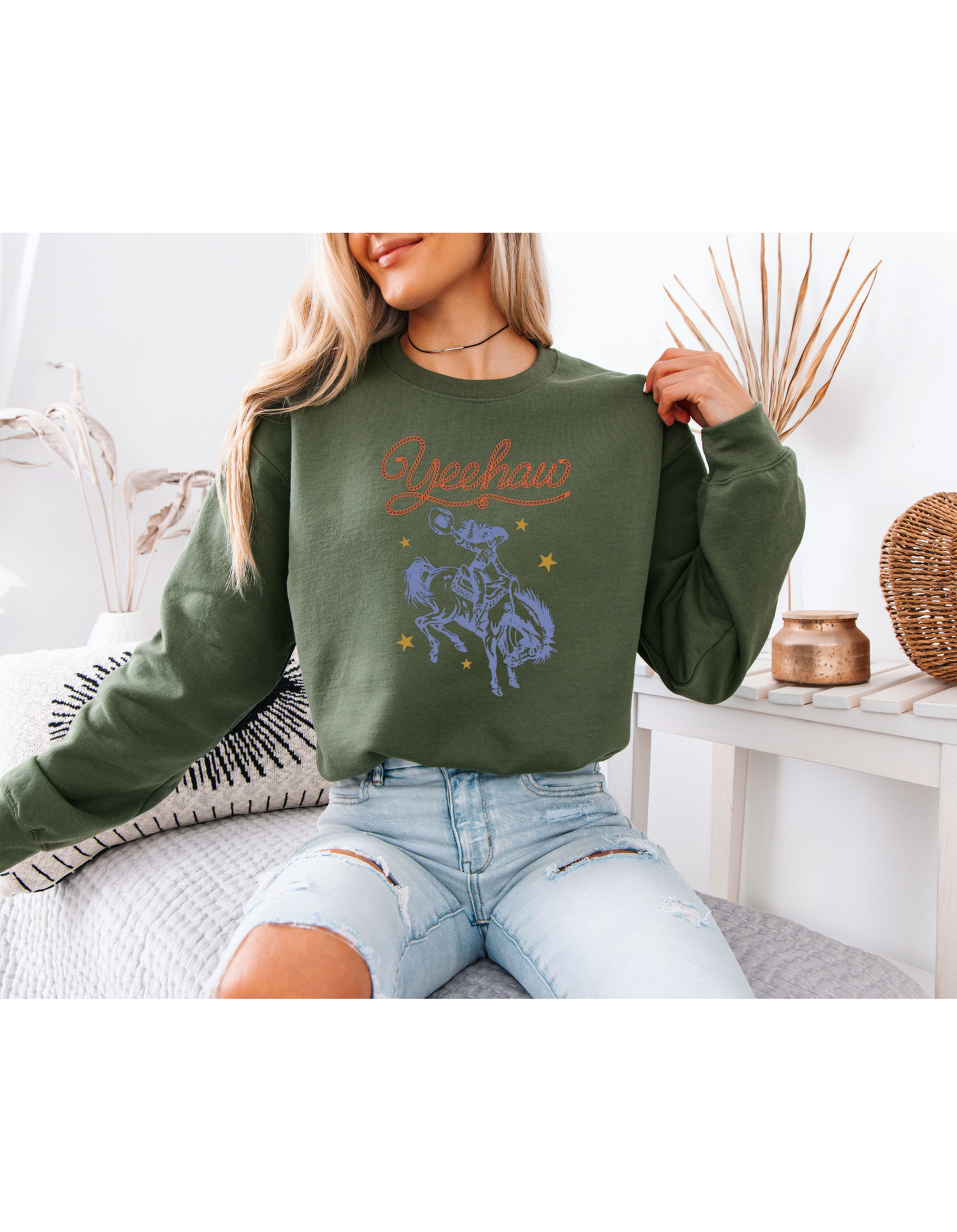 Western Yeehaw Sweatshirt, Retro Cowboy Crewneck, Vintage Cowgirl Graphic Sweatshirt, Country Concert Pullover, Western Rodeo Sweater for Women