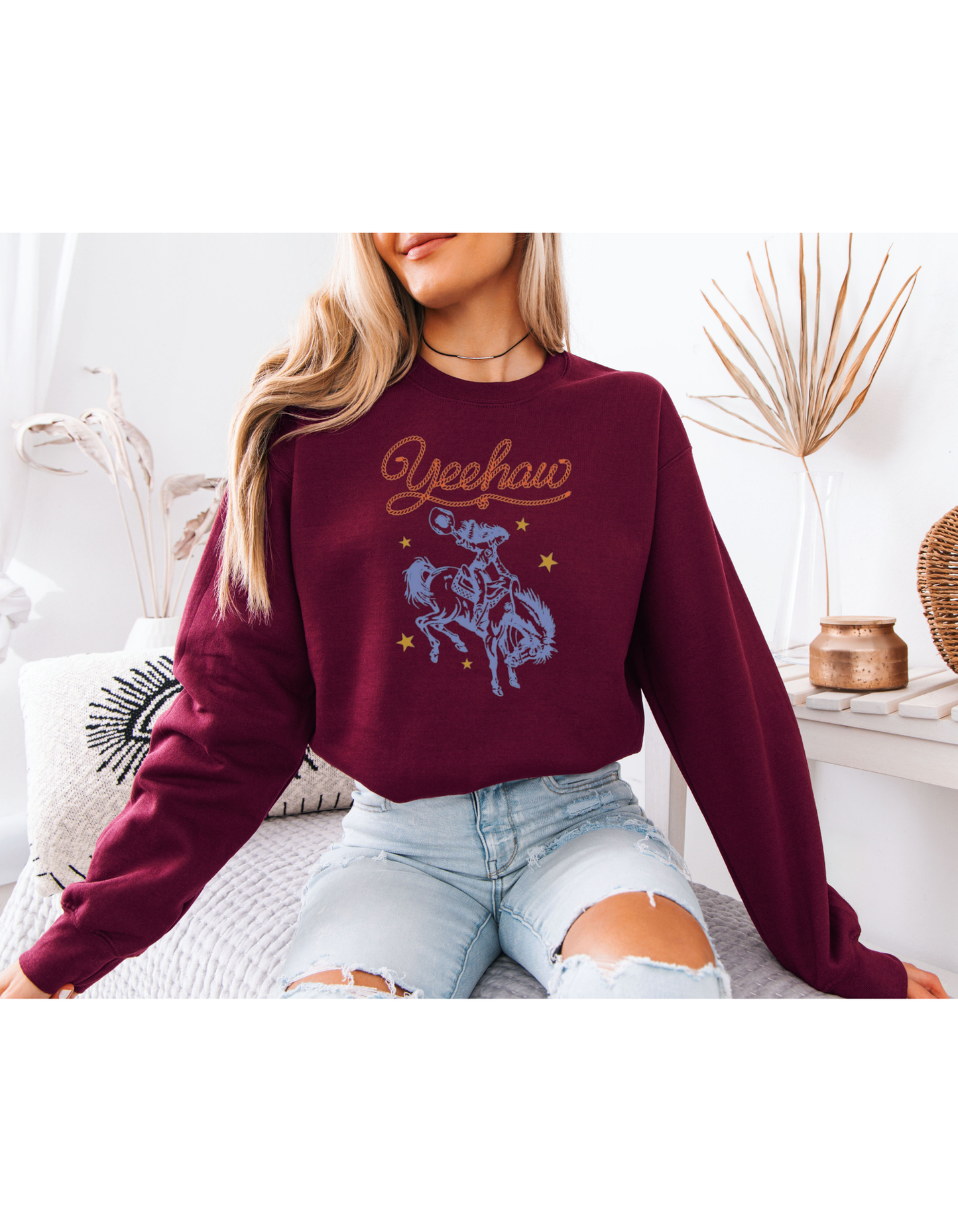 Western Yeehaw Sweatshirt, Retro Cowboy Crewneck, Vintage Cowgirl Graphic Sweatshirt, Country Concert Pullover, Western Rodeo Sweater for Women