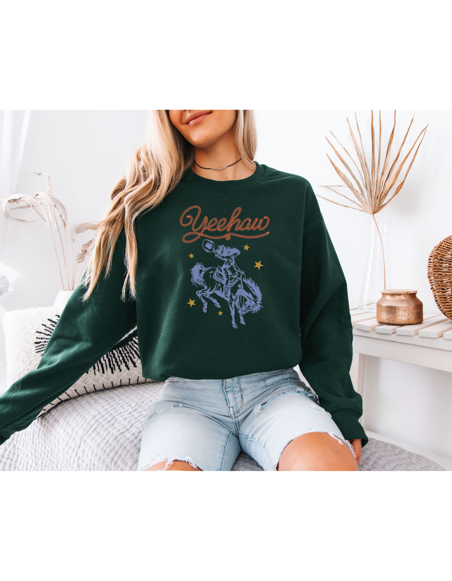 Western Yeehaw Sweatshirt, Retro Cowboy Crewneck, Vintage Cowgirl Graphic Sweatshirt, Country Concert Pullover, Western Rodeo Sweater for Women