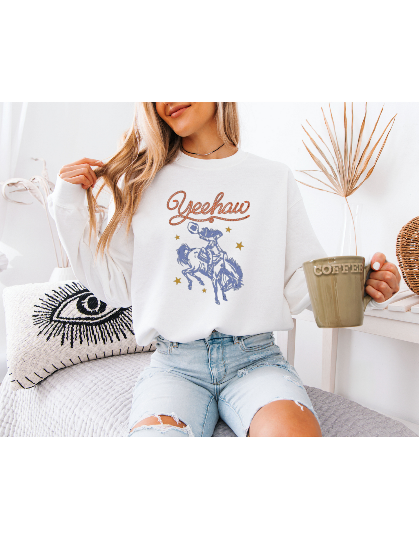 Western Yeehaw Sweatshirt, Retro Cowboy Crewneck, Vintage Cowgirl Graphic Sweatshirt, Country Concert Pullover, Western Rodeo Sweater for Women